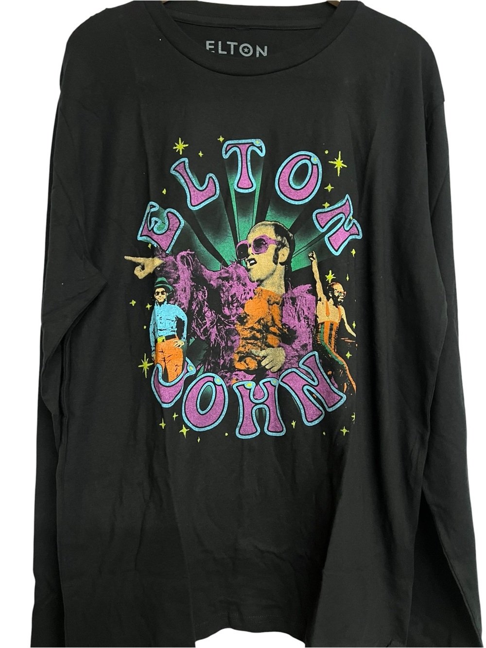 Elton‎ John Black Graphic Long-Sleeve Tee T-shirt Shirt - Picture 2 of 4